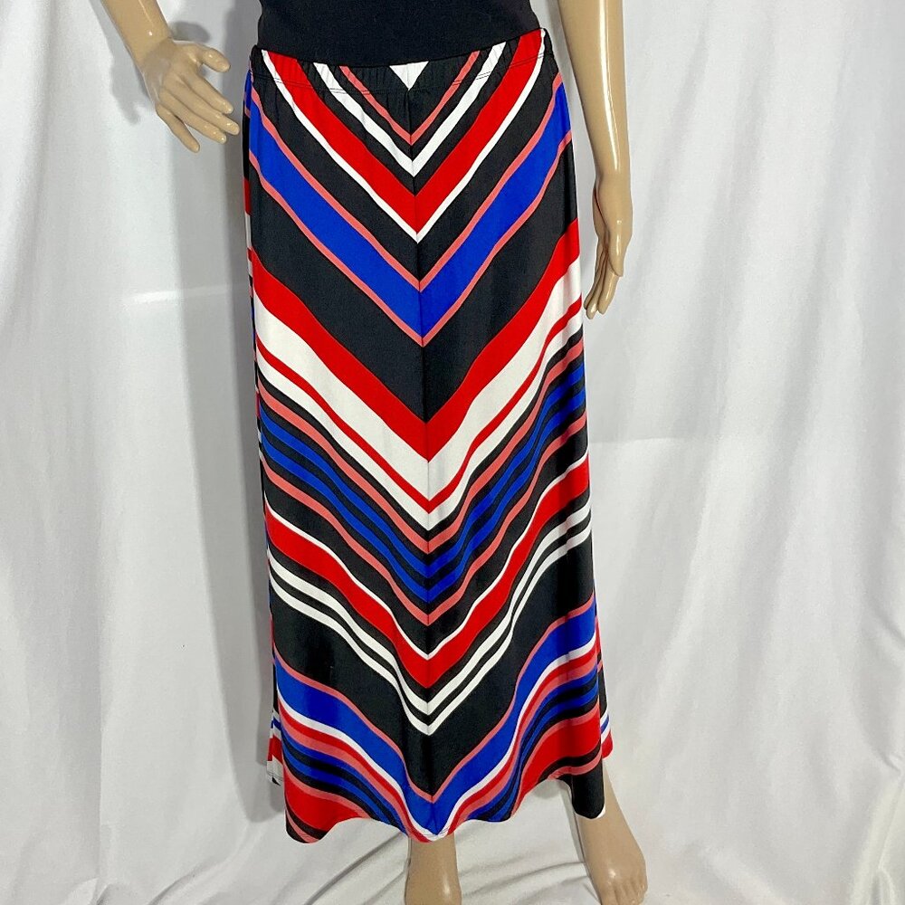 Choices Sz Med Multi Color Chevron Maxi Skirt Flowy Aline Womens 80s